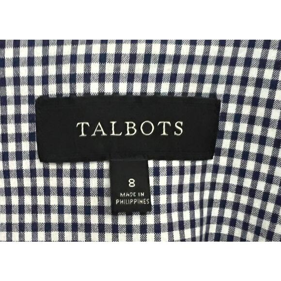 Talbots Blue & White Gingham Check Three Button Blazer Jacket Size 8 - Picture 9 of 10